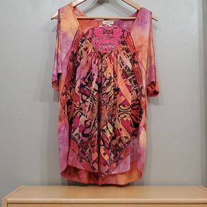 Pink & Orange Patterned Blouse